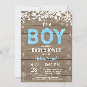 Faire-part de Baby Shower Rustique pour Garçon Béb