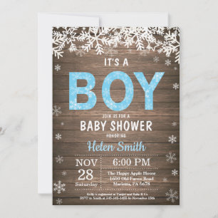 Faire-part de Baby Shower Rustique pour Garçon Béb