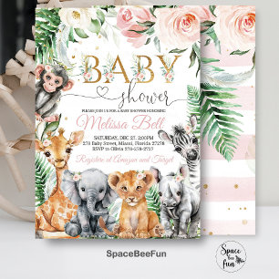 Faire-part de Baby Shower Safari, Fille Safari Jun