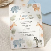 Faire-part de Baby Shower Safari Garçon Jungle