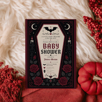 Faire-part de Baby Shower sombre gothique Vampire