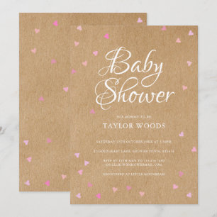 Faire-Part de Baby Shower / Sprinkle Rustique Cœur