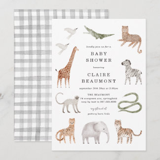 Faire-part de Baby Shower sur le thème des Animaux