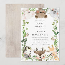 Faire-part de Baby Shower sur le thème des Animaux