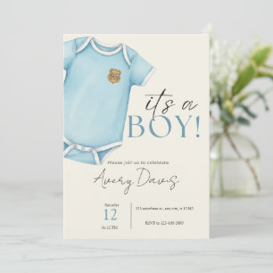 Faire-part de Baby Shower Thin Blue Line, Police