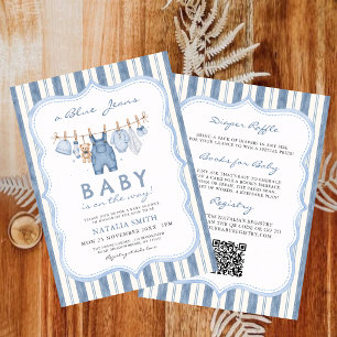 Faire-part de Baby Shower Tout en Un Linge à Linge