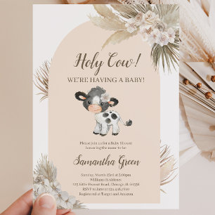 Faire-part de Baby Shower Vache Sainte Genre Neutr