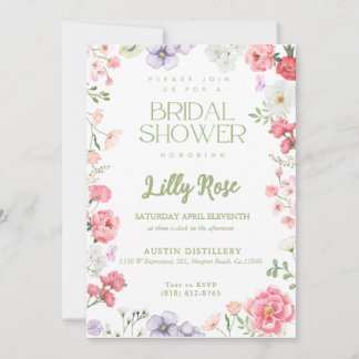 Faire-part de Baby Shower Vert et Rose Fantaisie