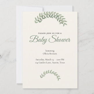 Faire-part de Baby Shower Vert Sauge Neutralité