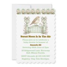 Faire-part de baby shower vintage neutre et éditab