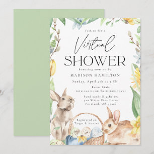 Faire-part de Baby Shower Virtuelle Lapins au lavi