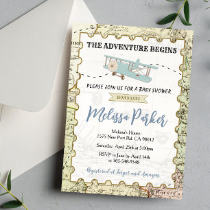 Faire-Part de Baby Shower Voyage L'Aventure Commen