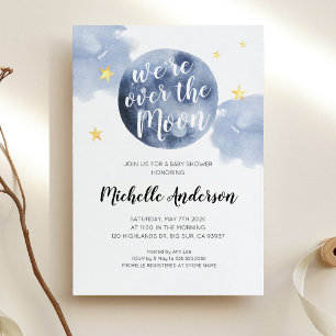 Faire-part de Baby Shower We`re over the Moon