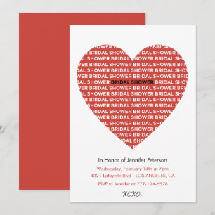 Faire-part de baiser de bridal shower rouge noir