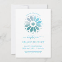 Faire-part de baptême bleu Rosette