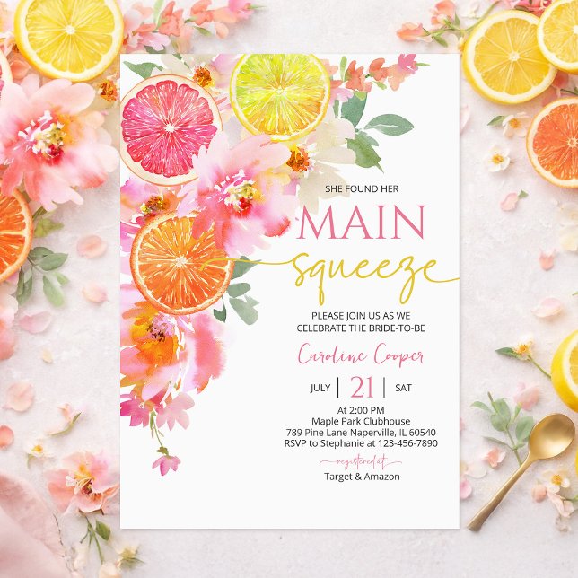 Faire-part de bapteme de mariage Citron Floral (Créateur téléchargé)