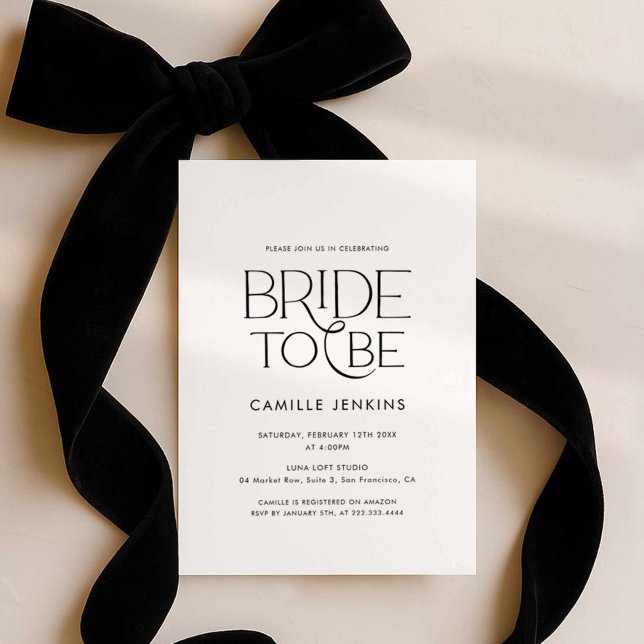 Faire-part de bapteme de mariage élégant et minima (Minimal Black and White Bridal Shower Invite)