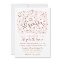 Faire-part de baptême en or rose