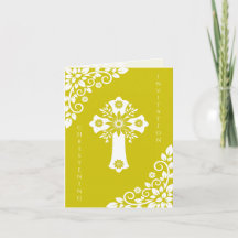Faire-Part de Baptême Fleur Croix Tout en Un