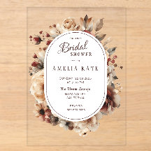 Faire-part de bapteme floral boho en acrylique