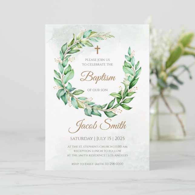 Faire-part de baptême pour garçon (Debout devant)