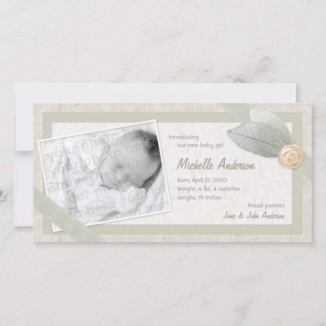 Faire-part de bébé carte photo personnalisé (Devant)