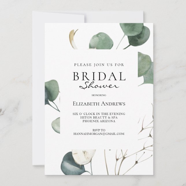 Faire-part de Bridal Shower Leafy (Devant)
