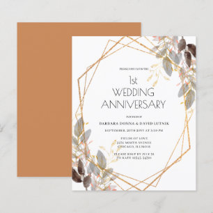 Faire-part de budget feuille d'or pour anniversair