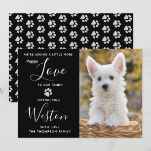 Faire-part de chiot - Elegant Noir Moderne Nouveau
