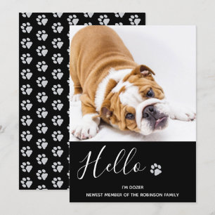 Faire-part de chiot - Elegant Noir Moderne Nouveau