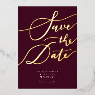 Faire-part de date de Bourgogne Calligraphie