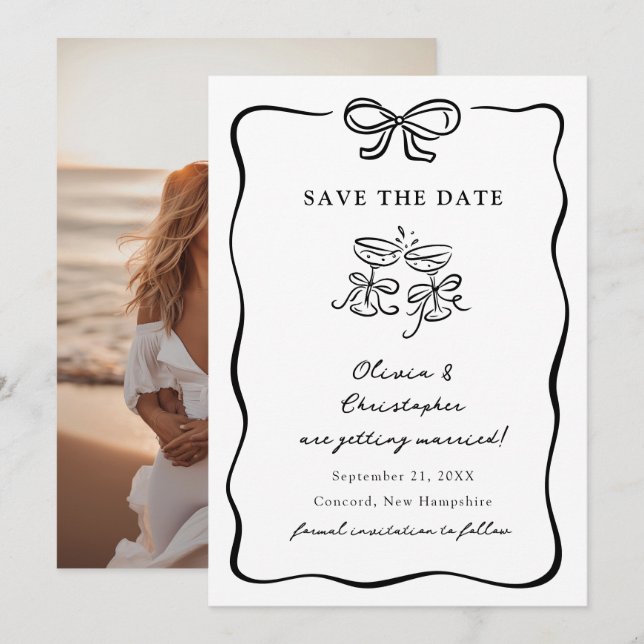 Faire-Part de Date de Mariage à Encadrer avec un R (Devant / Derrière)
