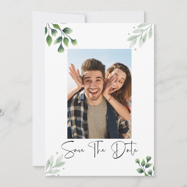 Faire-part de date de mariage avec photo de verdur (Devant)