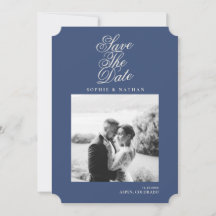 Faire-part de date de mariage en photo Navy poussi