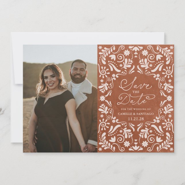 Faire-part de date de mariage en terre cuite Papel (Devant)