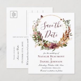 Faire-Part de Date de Mariage Floral d'Automne Rus