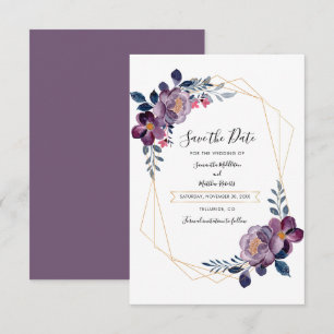 Faire-part de date de mariage géométrique violet f