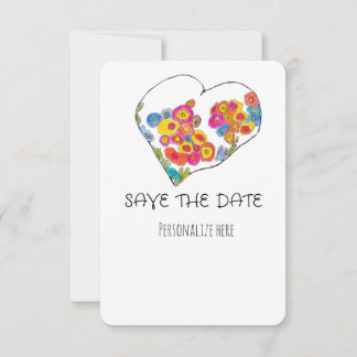 Faire-part de date de sauvegarde cœur fantaisiste 