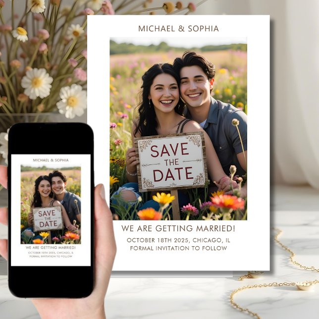 Faire-part de date de sauvegarde photo de fiançail (Créateur téléchargé)