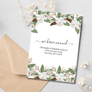 Faire-part de déménagement avec magnolias floraux 