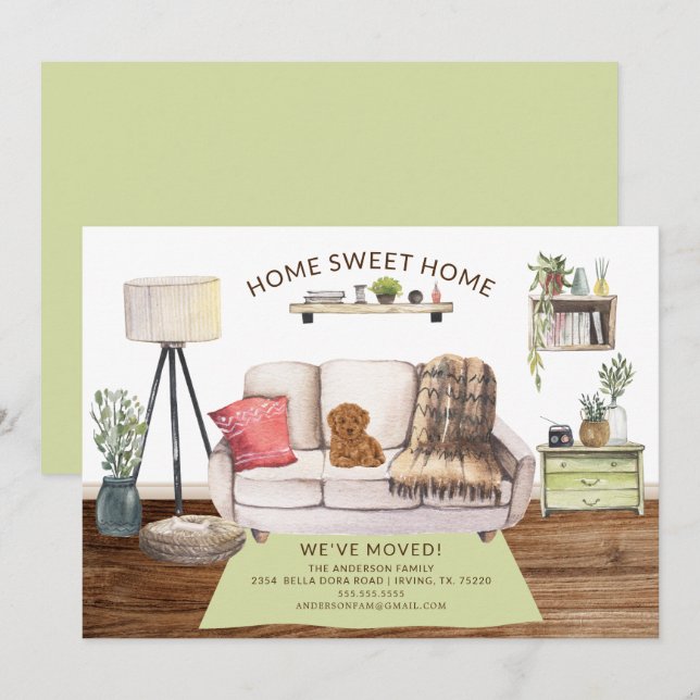 Faire-part de déplacement de chien de caniche (Devant / Derrière)