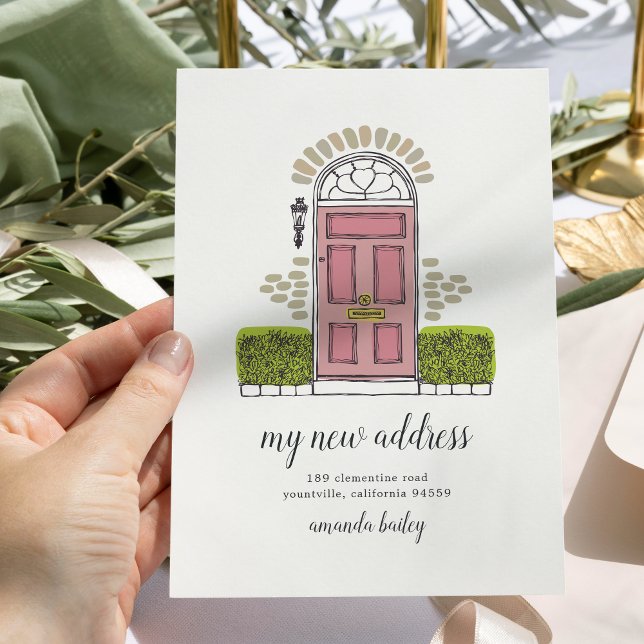Faire-part de déplacement de porte rose (Créateur téléchargé)