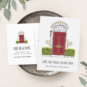 Faire-part de déplacement de porte rouge