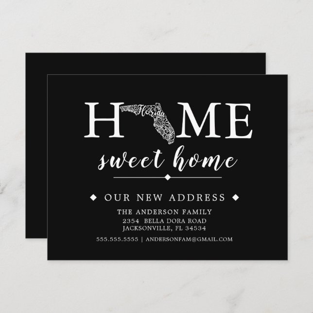 Faire-part de déplacement FLORIDA couleur modifiab (Devant / Derrière)