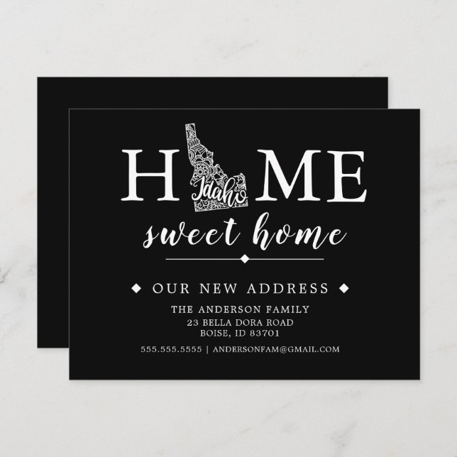 Faire-part de déplacement IDAHO couleur modifiable (Devant / Derrière)