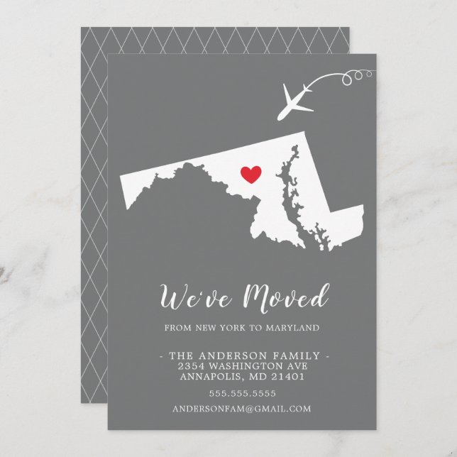 Faire-part de déplacement | MARYLAND (Devant / Derrière)
