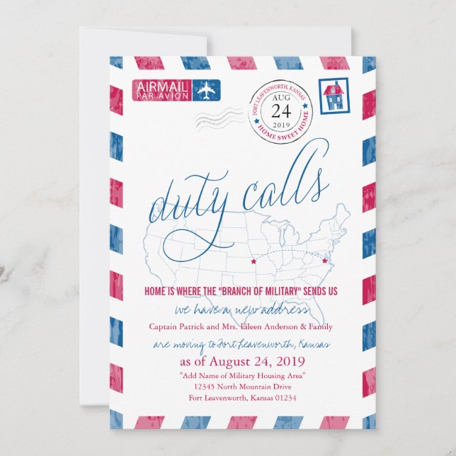 Faire-part de déplacement militaire de Fort Leaven (Devant)