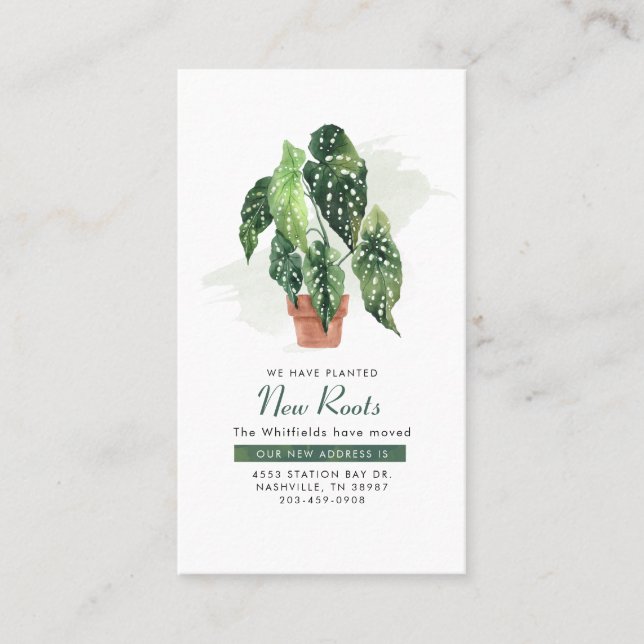 Faire-part de déplacement Plante aquarelle (Devant)