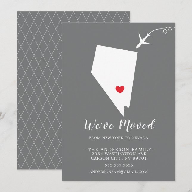 Faire-part de déplacement | State NEVADA (Devant / Derrière)