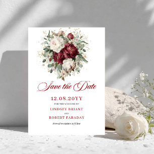 Faire-part de Designer Blush Burgundy Gold Save Th